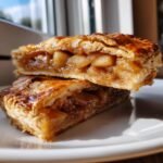 Two stacked slices showing the flaky crust and gooey apple filling of a Caramel Apple Galette.