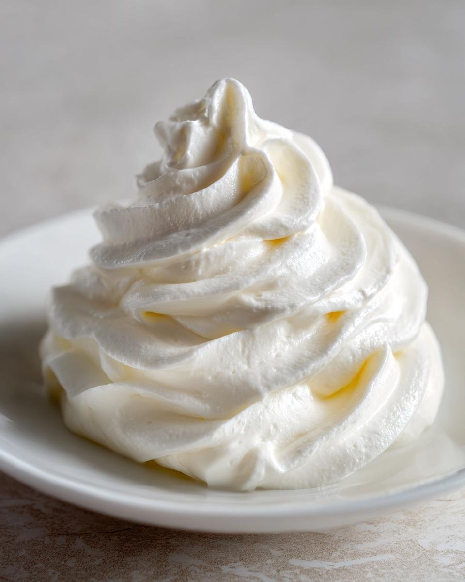 A perfect swirl of fluffy white frosting, ready to make cakes and desserts.
