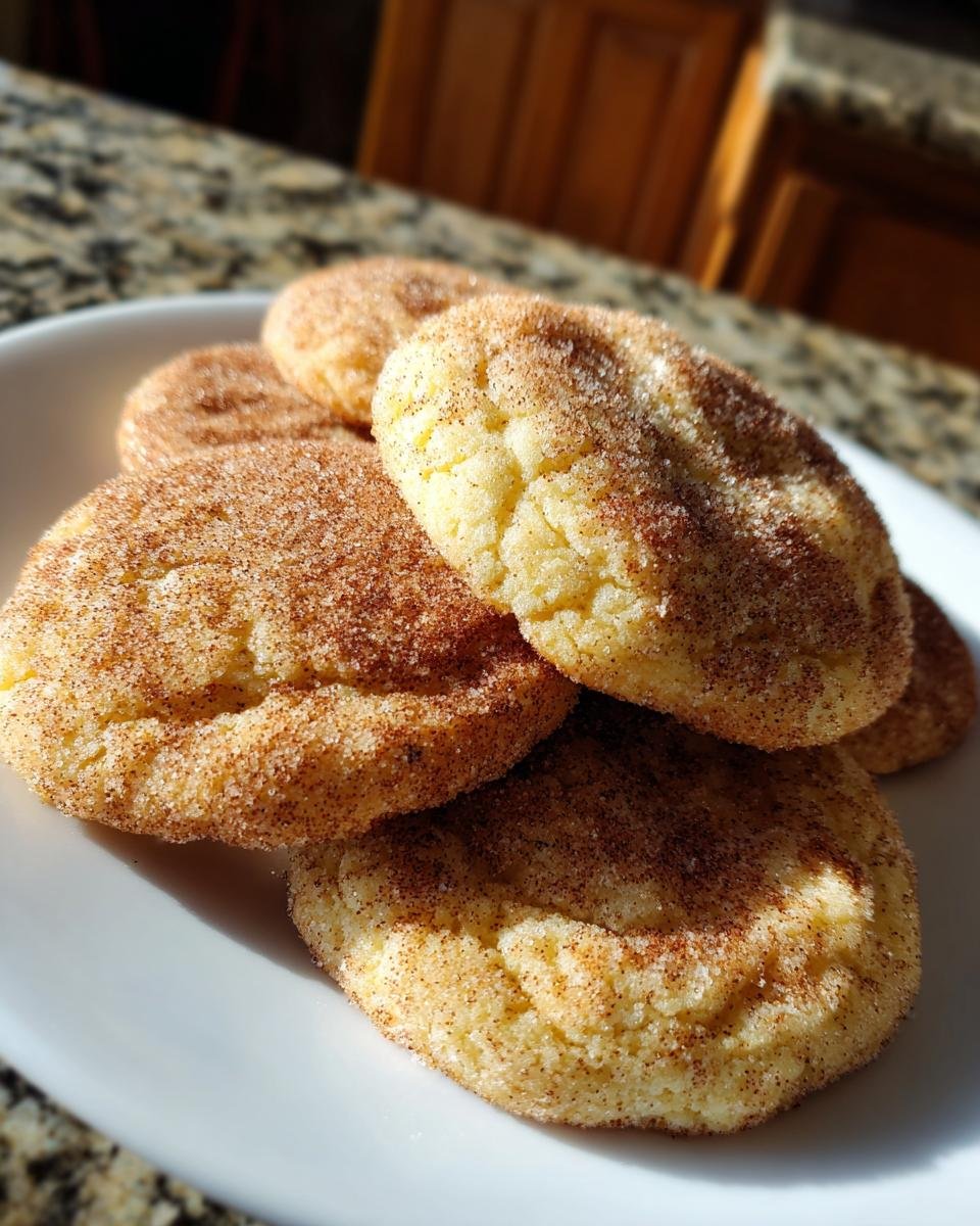 A stack of freshly baked Cinnamon Sugar Cookies coated in a thick layer of cinnamon and sugar.