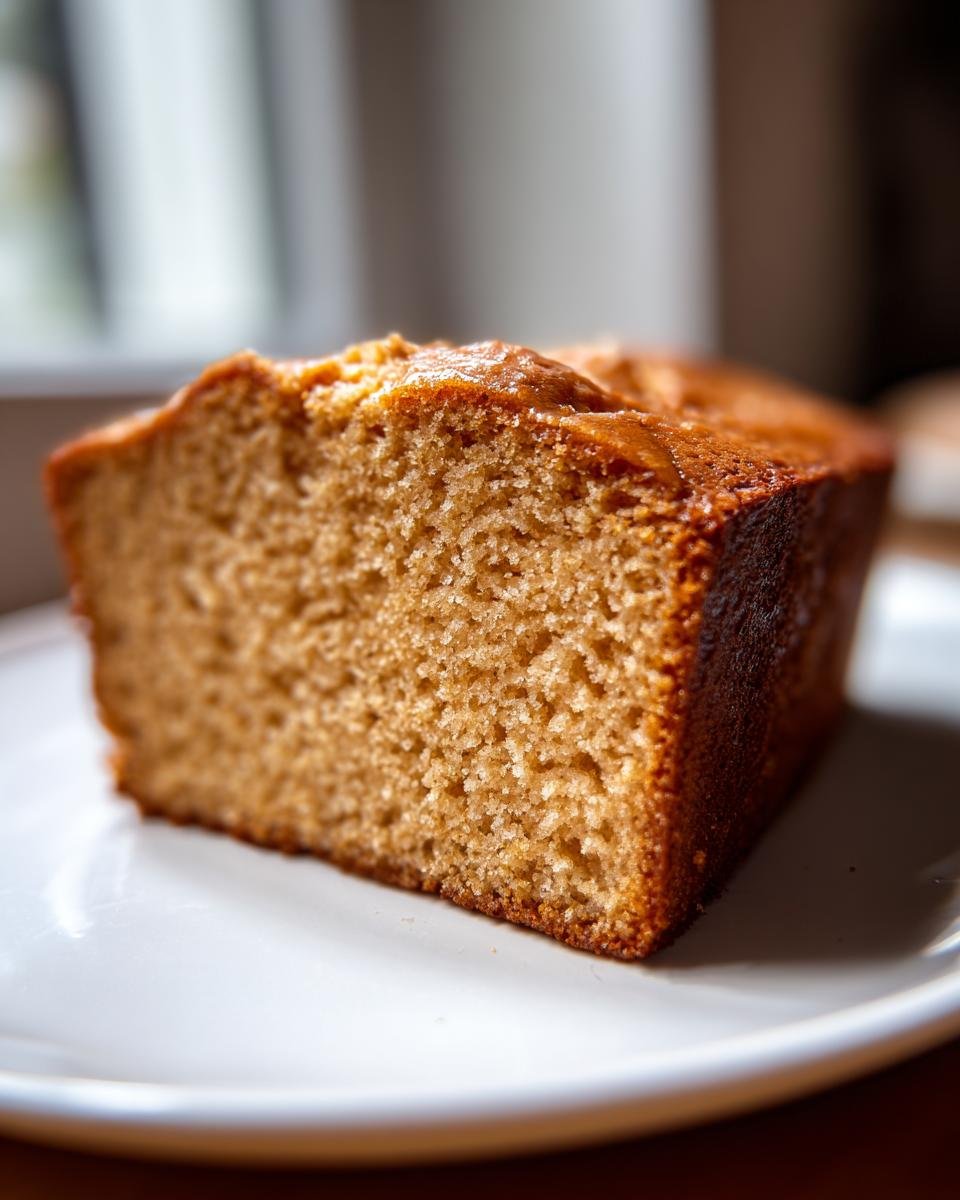 Close-up of a moist slice of Brown Sugar Cake showing its rich, golden-brown crumb texture.