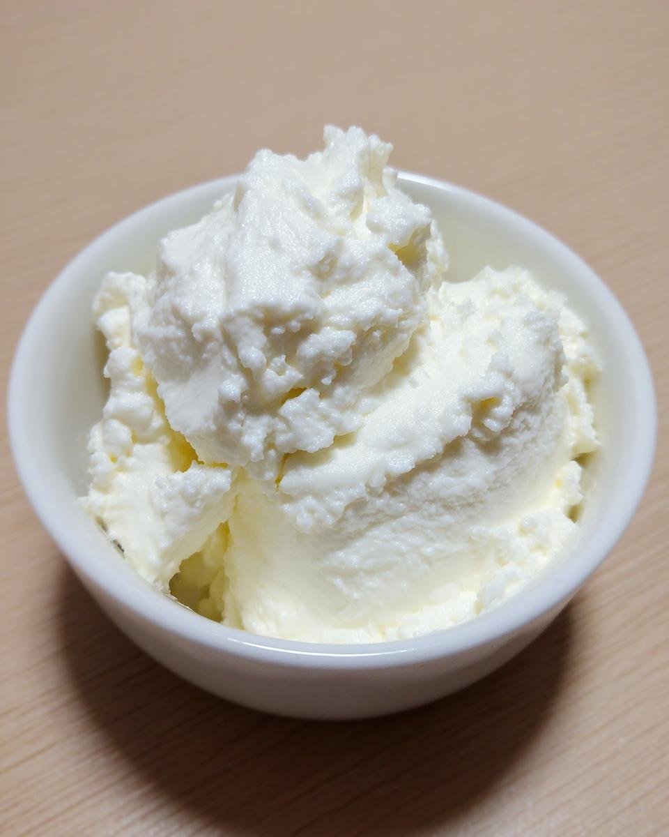 A small white bowl filled with a thick, creamy white base ingredient, likely sour cream or cream cheese, for making Zesty Horseradish Sauce.