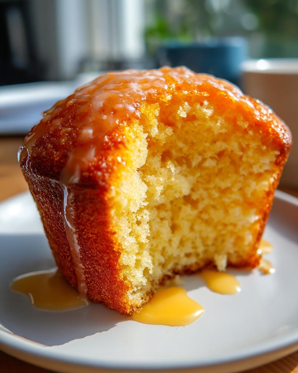 A close-up showing the fluffy interior of an Irresistibly Fluffy Orange Cupcakes, drizzled with a light orange glaze.