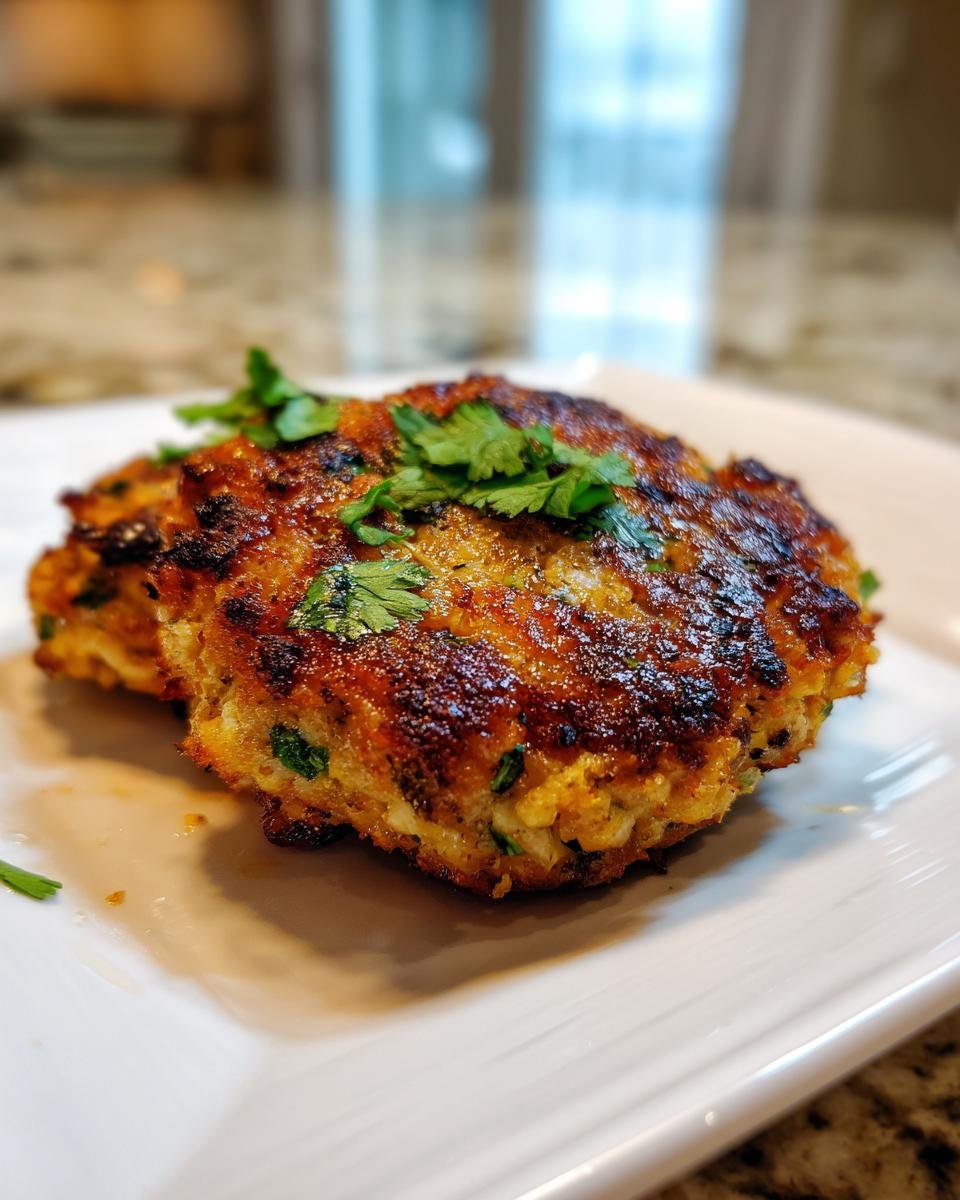 Close-up of two perfectly seared Cilantro Lime Turkey Burgers Paleo Low Carb Whole30 patties garnished with fresh cilantro.