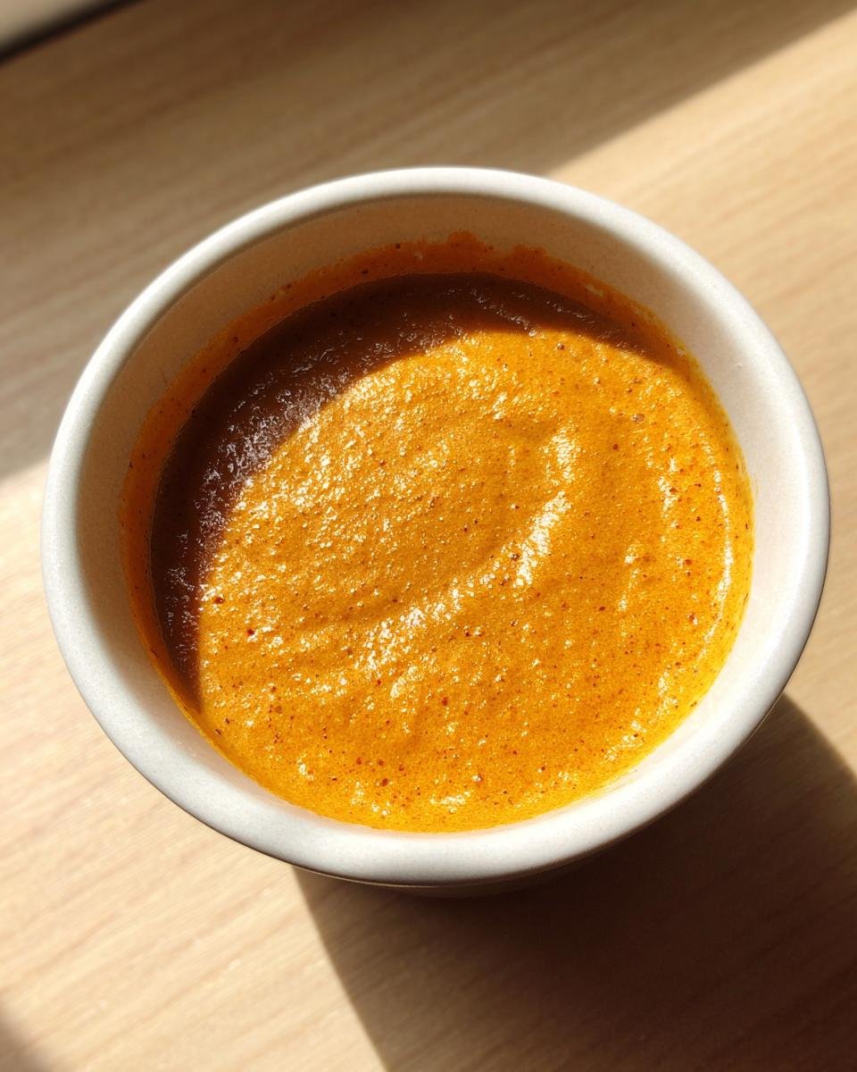 Close-up of vibrant, emulsified Southwest Salad Dressing in a small white bowl.